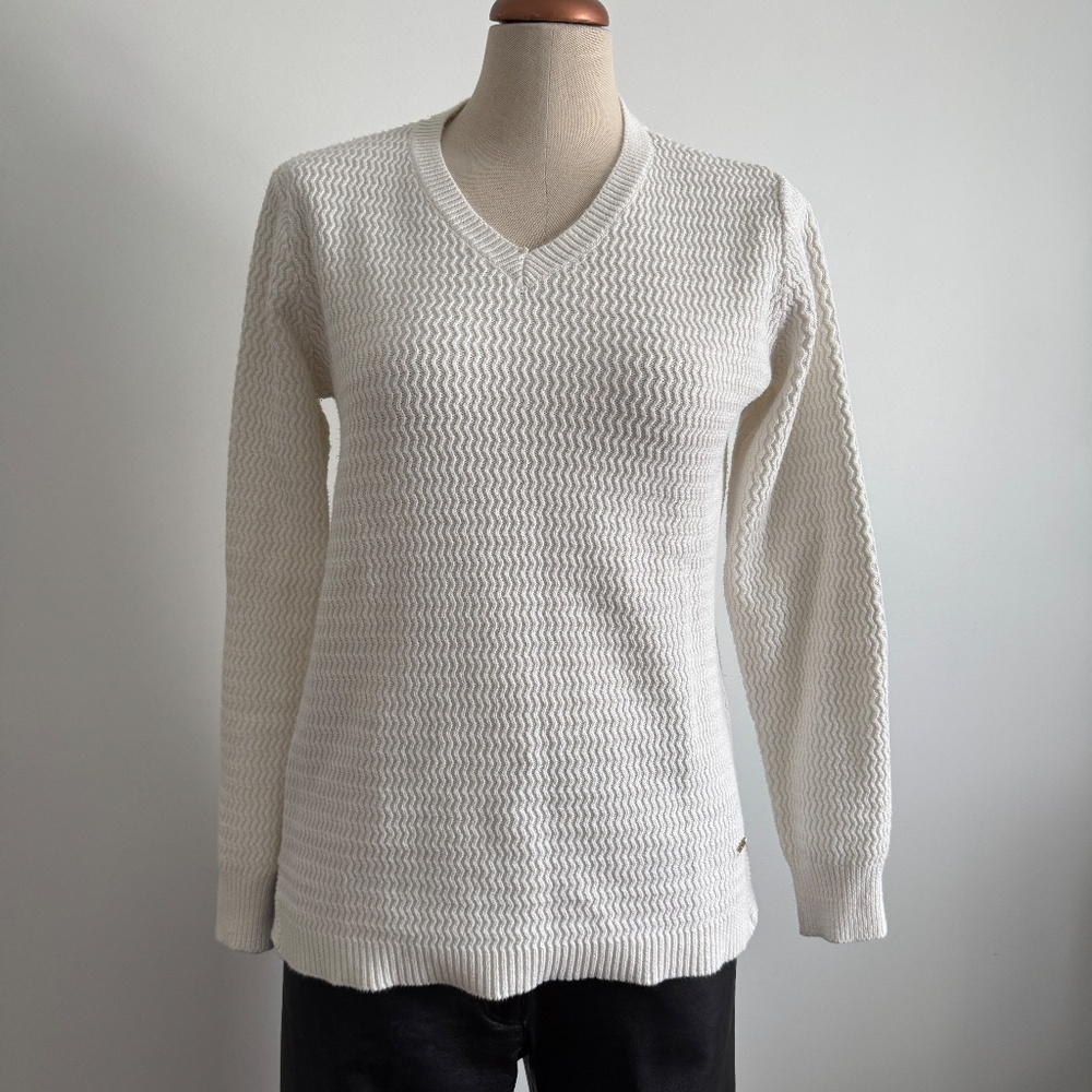 Carreli - Cream V-Neck Long Sleeves Knit